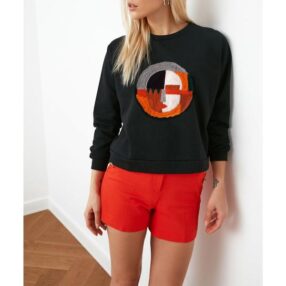 Geometrik Figür Nakış Sweatshirt