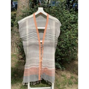 Gri-Yavruağazı Çizgili Kimono
