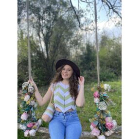 El Örgüsü Özel Tasarım CropTop Büstiyer  Yeşil-Beyaz