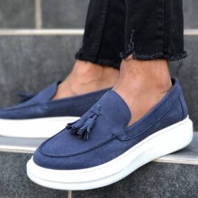 Lacivert Rahat Kalıp Püskül Aksesuarlı Erkek Sneakers