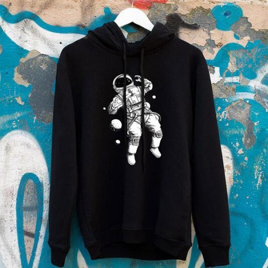 GAAAKGAKK Astronot Desenli Pamuklu Unisex Hoodie