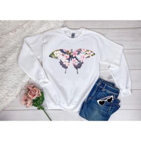 Çiçekli Kelebek Sweatshirt