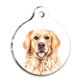 Suluboya golden retriever isim madalyonu