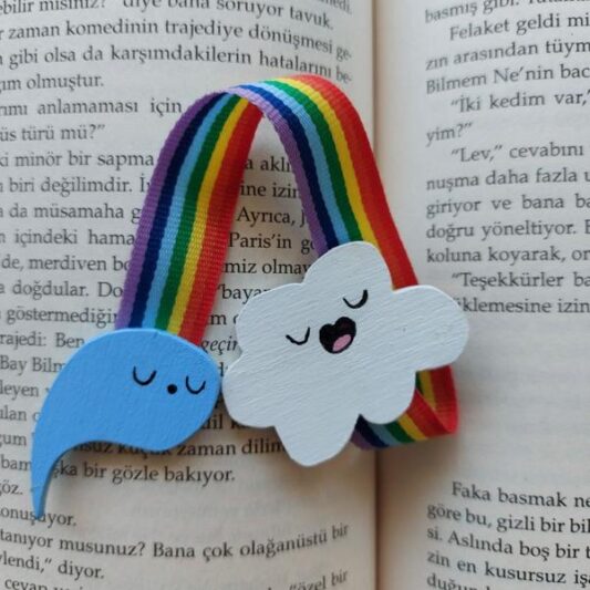 Ahşap Kitap Ayracı Yağmur ve Bulut