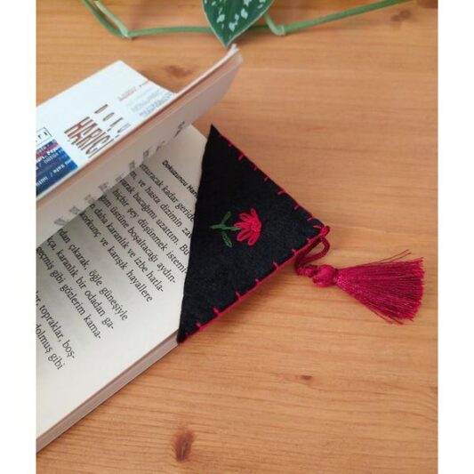 El Yapımı Köşe Kitap Ayracı -kırmızı-