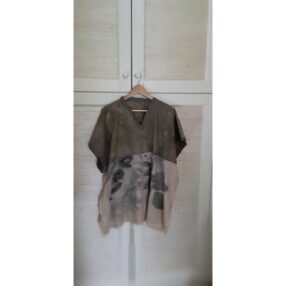 Doğa sever Ecoprint Eldokuması Şilebezi Tunik