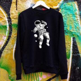 GAAAKGAKK Astronot Desenli Pamuklu Unisex Sweatshirt