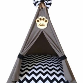 İsme Özel Kedi&Köpek Çadırı-Koyu Gri